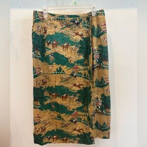 Vintage Ruff Hewn Equestrian Horse Print Cotton Skirt – 90s Preppy Riding